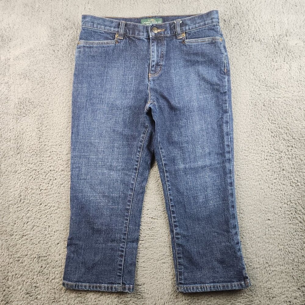 LRL Ralph Lauren Jeans Womens 6 Blue Cropped Straight Leg Mid Rise Classic Denim